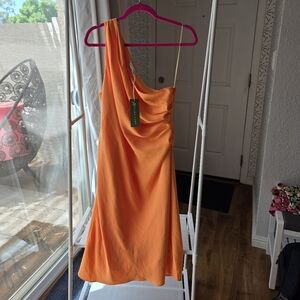 Trina Turk One Shoulder Dress in Vibrant Orange